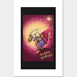 Cute hippie gnome playing music on the saxophone Posters and Art